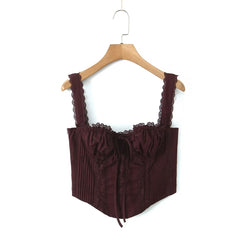 French Lace Trim Small Sling Vest