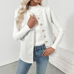 Solid Color High Class Elegant Elegant Cardigan Vest Coat For Women
