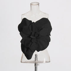 Three-dimensional Flower Backless Tube Top Vest