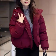 Winter Korean-style Cropped Hooded Cotton Jacket