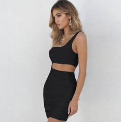 Slim One-shoulder Short Dress Fashion Hollow Mini Dresses For Women