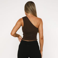 One-shoulder Knitted Vest