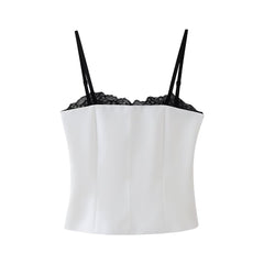 European And American-style French Womens Lace-spliced Top