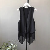 Korean-style Sleeveless Irregular Chiffon Vest Womens