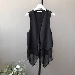 Korean-style Sleeveless Irregular Chiffon Vest Womens