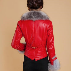 Best-selling Autumn Winter Jacket Woman Fur Coat Fashion Fox Fur Collar Women Coat Slim Short PU Leather Coat