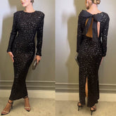 Autumn Winter Backless Sequined Evening Dress Dress Women