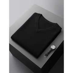 Loose-fit V-neck Sleeveless Sweater Knitted Wool Sweater