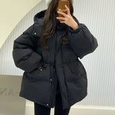 Mid-length Casual Loose-fitting Insulated White Duck Down Coat