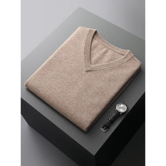 Loose-fit V-neck Sleeveless Sweater Knitted Wool Sweater