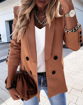 Autumn And Winter Long-sleeved Double-breasted Button Suit