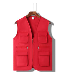 Thickened MultiPocket Vest With Printed Letters