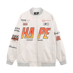 Men's Pu Leather Stitching Breasted Jacket Printing Motorcycle