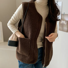 Lamb Wool Vest Jacket Woman