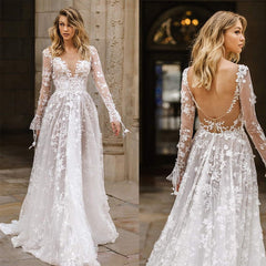 Wedding Dress Lace Long Sleeve Dress Evening Dress