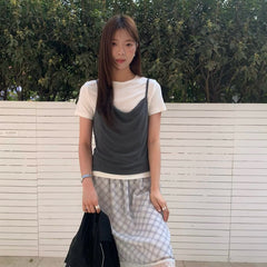 Fashionable Real Two-Piece Short-Sleeve Set In Lyocell