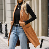 Fashionable Suede Slim-fit Retro Elegant Vest For Women