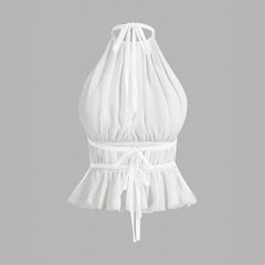 Versatile Off-Shoulder Pleated Waist-Cinching Camisole