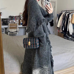 Long Alpaca Wool Sweater Coat, Women's Soft And Waxy Jacket, Hand Knit Sweater Cardigan, Loose Korean Style, Knitwear, Womens Clothing