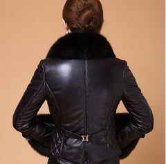 Best-selling Autumn Winter Jacket Woman Fur Coat Fashion Fox Fur Collar Women Coat Slim Short PU Leather Coat