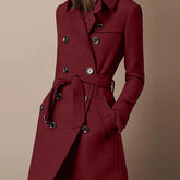 Double Breasted Casual Woolen Coat Women's Clothing