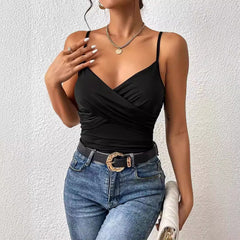 Amazon New Women's Off-the-shoulder Top Sleeveless Sling Out Cropped Tank Top Slim Fit Women Clothing