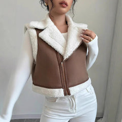 Western Style Light Fur Integrated Lamb Wool Vest