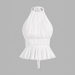 Versatile Off-Shoulder Pleated Waist-Cinching Camisole