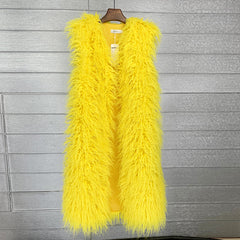 Long Beach Wool Fur Vest Warm Vest Women's Vest Coat