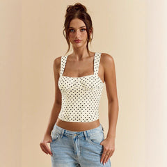 Polka-dot Printed Underwire Camisole For Parties And Dates