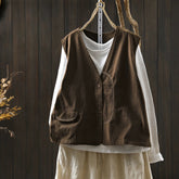 Cotton-Linen V-Neck Sleeveless Chic Womens Vest