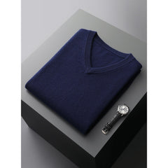 Loose-fit V-neck Sleeveless Sweater Knitted Wool Sweater