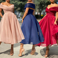 Womens Solid Casual Party Night Dress Club Off Shoulder Gown Elegant Backless Dress Birthday