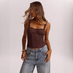 Polka-dot Printed Underwire Camisole For Parties And Dates