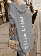 Hooded Loose Knit Mid-length Cardigan Jacket