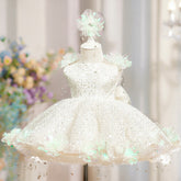 Sequin Pearl Flower Girl Princess Dress Gala Gown