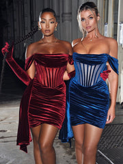 Women's Velvet With Breast Evening Dress