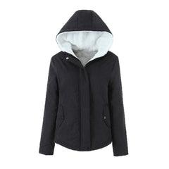 Womens Thickened FleeceLined Hooded Cotton Padded Jacket
