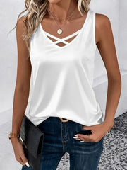 26 Summer Amazon Cross-border Women's Cross-Shoulder Sleeveless Loose Slimming Outerwear Top