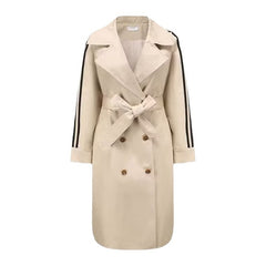 Women's Trench Coat Vintage Stripe Mid-length Coat