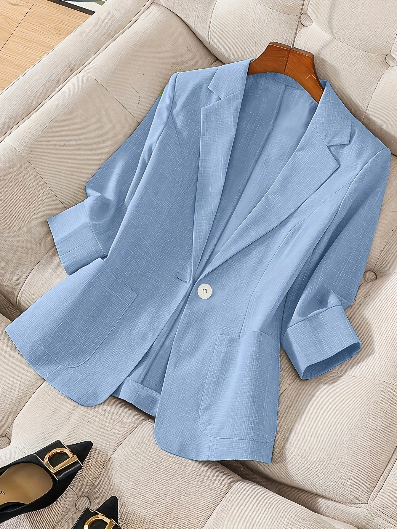Three-quarter-sleeve Single-button Professional Casual Blazer