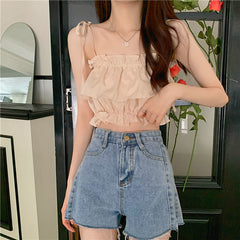 Women's Ruffled Hot Girl Sling Top