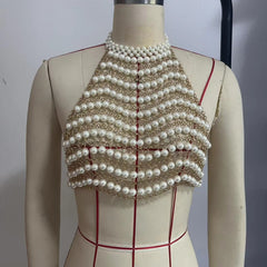 Holiday Wear Pearl Chain Vest Top
