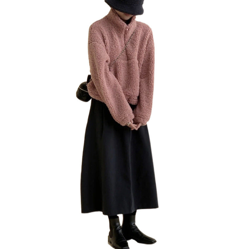 Womens HighEnd HalfZip StandUp Collar Sweatshirt