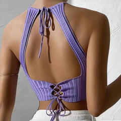 Summer New Women's Clothing Backless Slim Fit Thin Cross Straps Solid Color Camisole