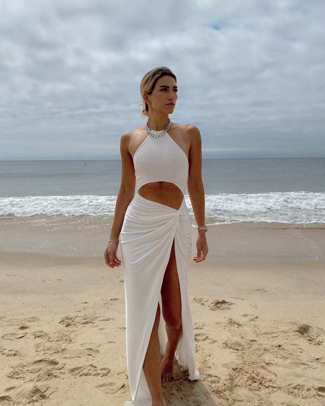 Women's Fashion Halter Neck Cutout Lace-Up Long Skirt