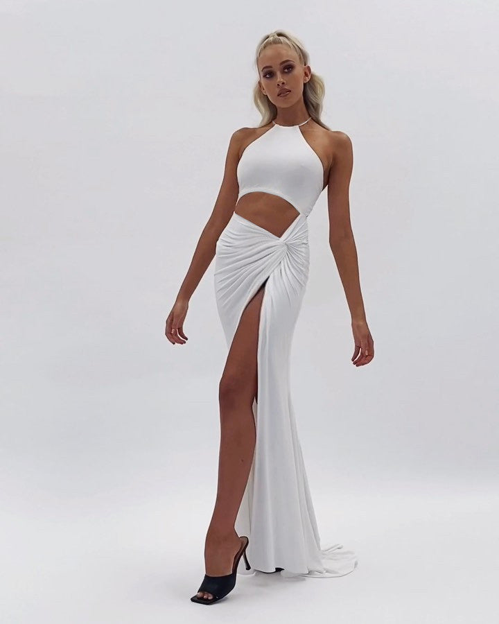 Women's Fashion Halter Neck Cutout Lace-Up Long Skirt