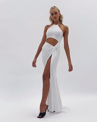 Women's Fashion Halter Neck Cutout Lace-Up Long Skirt