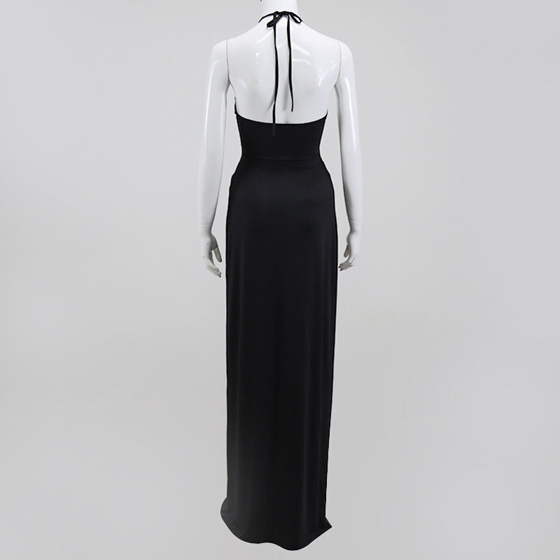 Women's Fashion Halter Neck Cutout Lace-Up Long Skirt