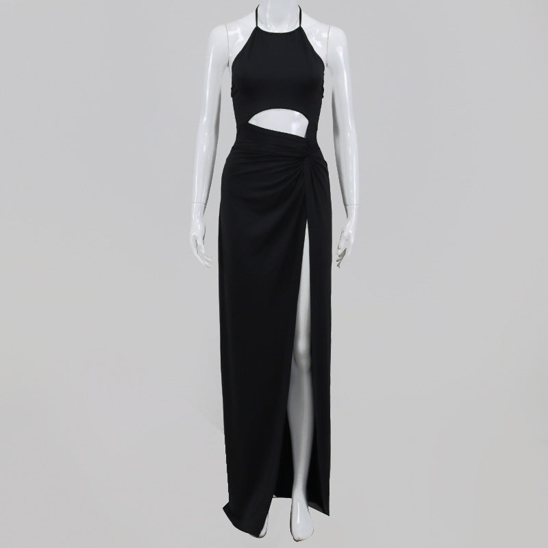 Women's Fashion Halter Neck Cutout Lace-Up Long Skirt